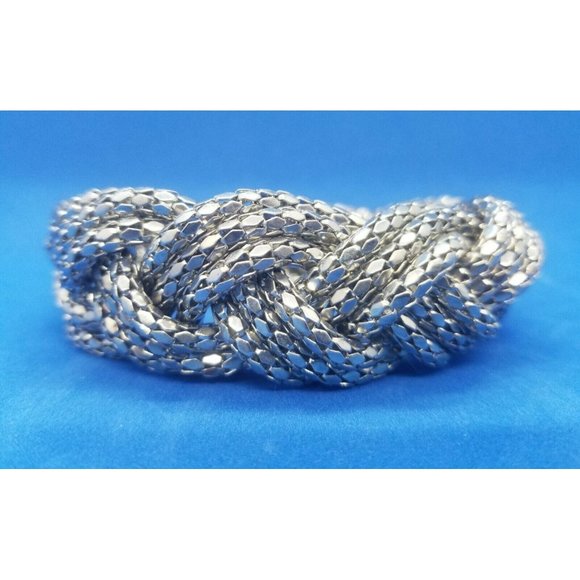 Intertwined Braided Metal Chain Bohemian BOHO Silver Tone Snake Like Bracelet - Picture 3 of 3